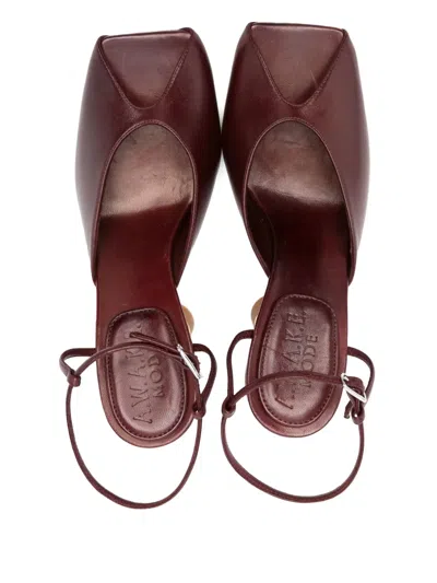 A.w.a.k.e. 85mm Giustine Metallic-heel Peep-toe Pumps In Brown