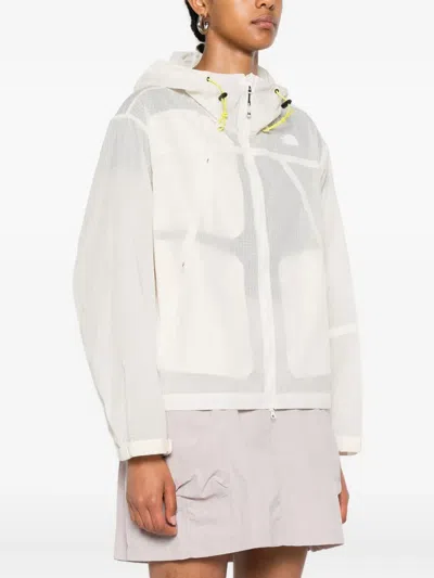 The North Face Hooded Zip-up Windbreaker Jacket In White