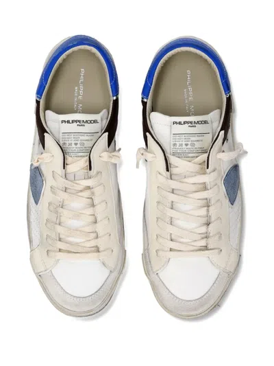 Philippe Model Patchwork Leather Low-top Sneakers In White