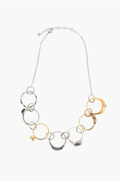Dsquared2 Brass Necklace With Ring Charms Embellished With Zirconias Grösse Unica