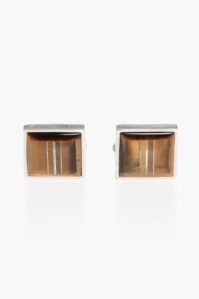Corneliani Squared Brass Cufflinks With Mother Of Pearl Detail Grösse Unica