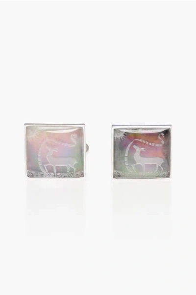 Corneliani Brass Cufflinks With Mother Of Pearl Detail Grösse Unica