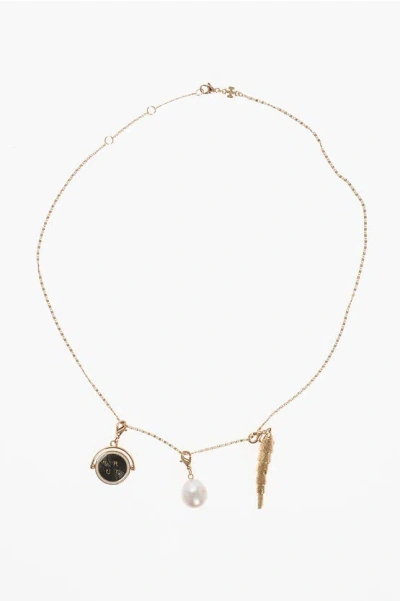 Tory Burch Brass Necklace With Logoed Pendant Grösse Unica