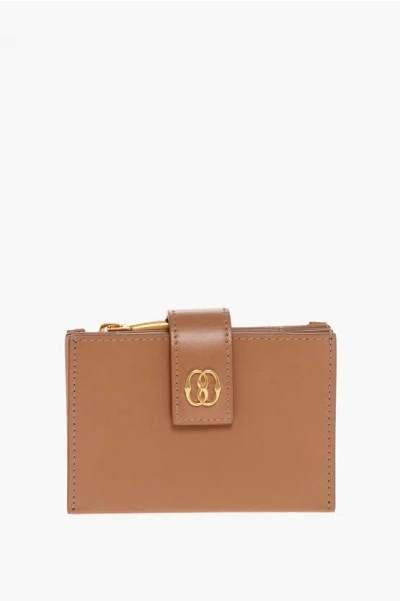 Bally Leather Emblem Accordion Wallet With Chain Grösse Unica