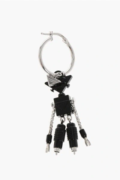Prada Silver Robot Single Earring Grösse Unica