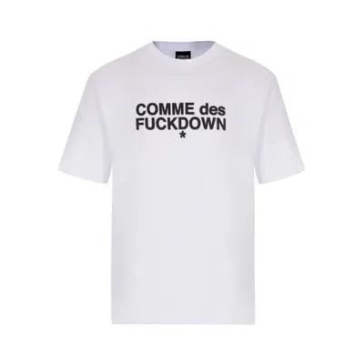 Comme Des Fuckdown White Cotton T-shirt In White