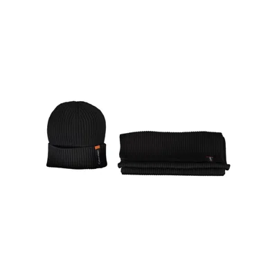 Calvin Klein Elegant Black Scarf And Hat Set With Logo