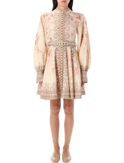 Zimmermann Illuminate Buttoned Mini Dress In Neutral