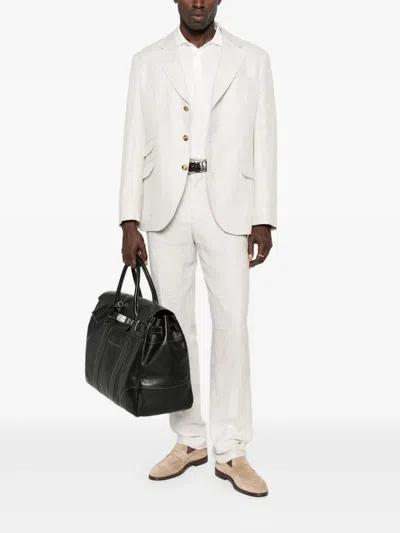 Brunello Cucinelli Single-breast Checked Suit In Neutral