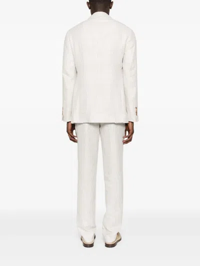 Brunello Cucinelli Single-breast Checked Suit In Neutral