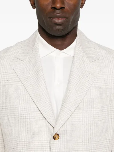 Brunello Cucinelli Single-breast Checked Suit In Neutral