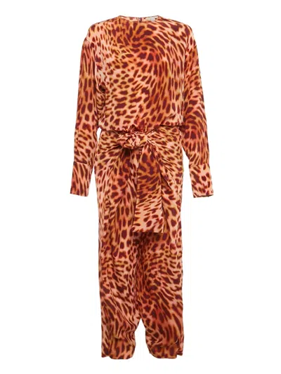 Pre-owned Stella Mccartney Leopard-print Silk Jumpsuit