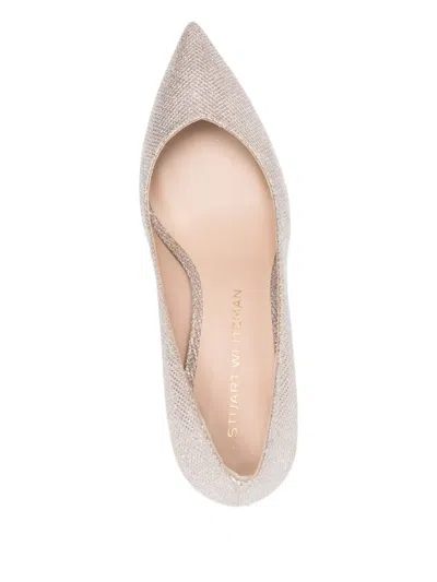 Stuart Weitzman 75mm Glitter Pointed-toe Pumps In White