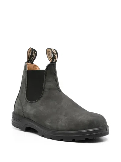 Blundstone 587 Unisex Rustic Black Leather Round Toe Pull-on Ankle Chelsea Boots In Brown