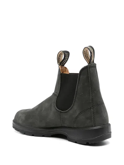 Blundstone 587 Unisex Rustic Black Leather Round Toe Pull-on Ankle Chelsea Boots In Brown
