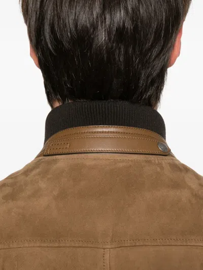 Tom Ford Suede Bomber Jacket In Brown