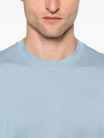 Tom Ford Crew Neck Cotton Blend T-shirt In Blue