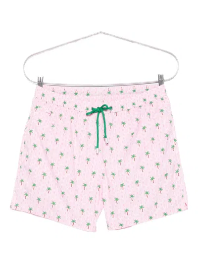 Mc2 Saint Barth Palm-tree Print Swim Shorts In Pink