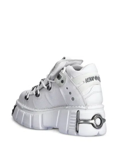 New Rock Platform Lace-up Sneakers In White