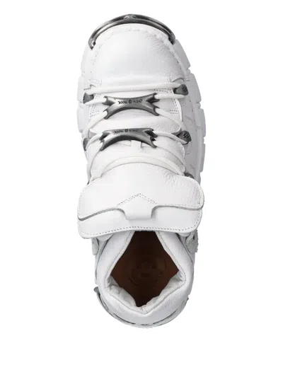 New Rock Platform Lace-up Sneakers In White
