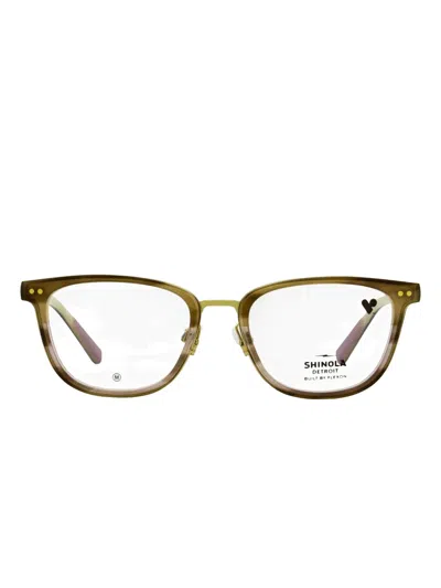 Shinola Rounded Rectangle Rivet Glasses In Brown