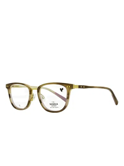 Shinola Rounded Rectangle Rivet Glasses In Brown
