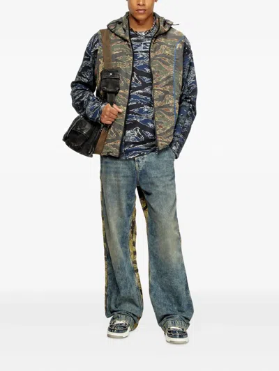 Diesel Hooded Vest With Mixed Camo Prints