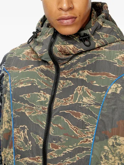 Diesel Hooded Vest With Mixed Camo Prints