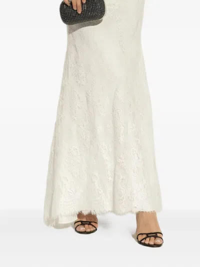 Self-portrait Lace Embroidered Maxi Dress In White
