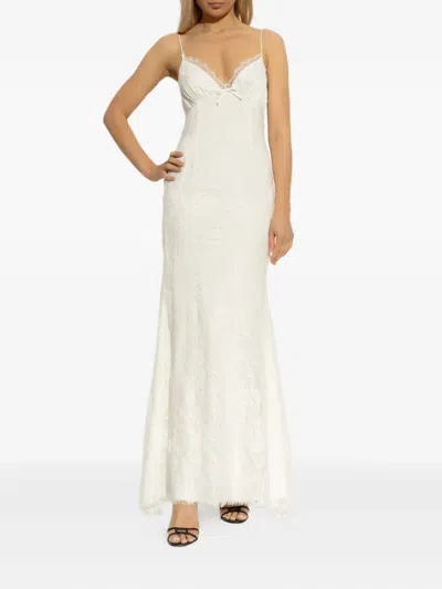 Self-portrait Lace Embroidered Maxi Dress In White