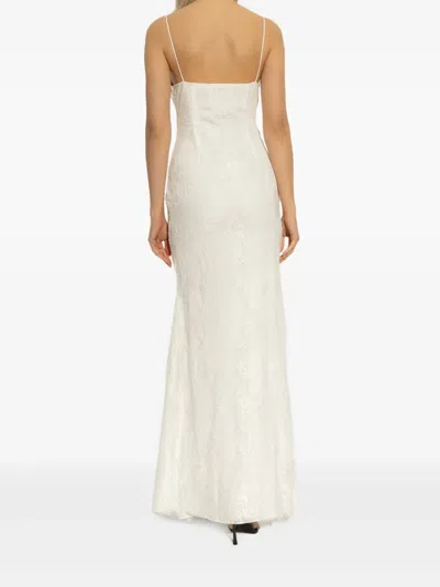 Self-portrait Lace Embroidered Maxi Dress In White