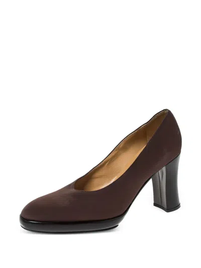 Pre-owned Casadei Vintage  Suede Platform Pumps In Brown
