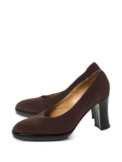 Pre-owned Casadei Vintage  Suede Platform Pumps In Brown