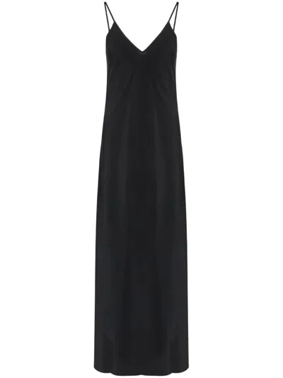 Mm6 Maison Margiela Mm6 By Maison Margiela Three Way Silk Dress With Deep V-neckline In Black