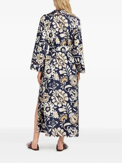 La Doublej Midnight Floral-print Wrap Dress In Black