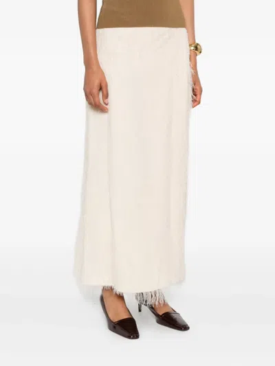 Khaite Frayed Silk Skirt