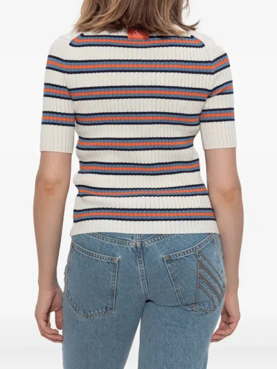 Kenzo Ribbed Striped Polo Top In Multi