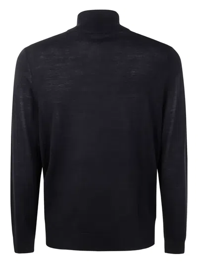 Paul Smith High-neck Half-zip Sweater In Blue
