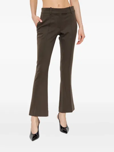 Attico Tailored Brown Pants With Concealed Closure In Brown