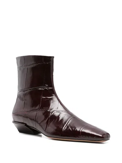 Paris Texas Spitze Stiefeletten Mit Kroko-effekt 30mm In Brown