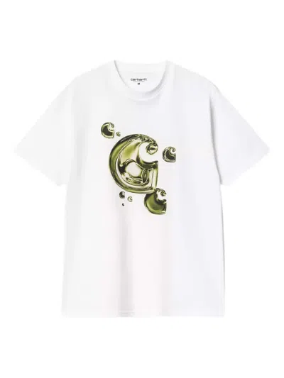 Carhartt Short Sleeve Solar Chrome C-logo T Shirt White In White