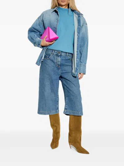 Attico Light Blue Cotton T-shirt In Blue