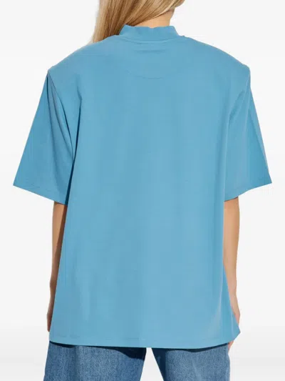Attico Light Blue Cotton T-shirt In Blue
