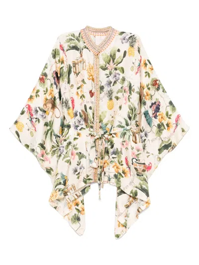 Camilla Seidenhemd Mit Grafischem Print In Multi