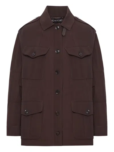 Tom Ford Button-fastening Flap-pocket Jacket In Burgundy