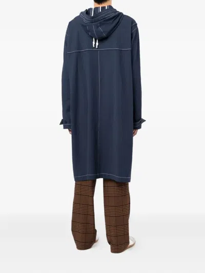 Charles Jeffrey Loverboy Hooded Patchwork Duffle Coat In Blue