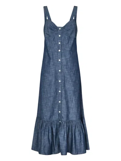Polo Ralph Lauren Cotton Chambray Maxi Dress In Blue