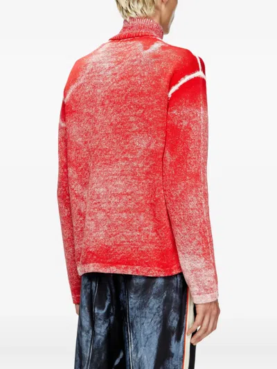 Diesel K-oliba-jkt Graphic-print Zip-fastening Cardigan In Red
