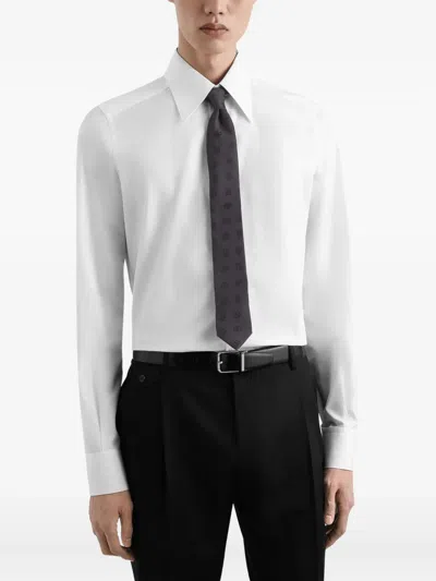Dolce & Gabbana Monogram-jacquard Tie In Gray