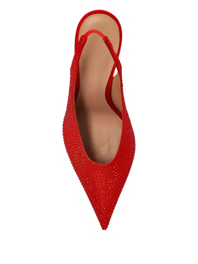 Attico 95mm Viper Crystal-embellished Slingback Pumps In Red